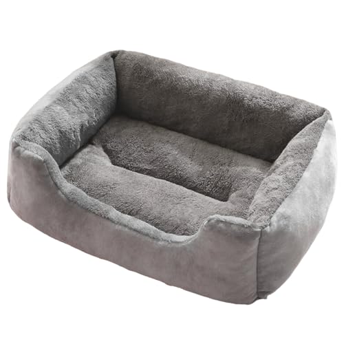 Danchen Hundebett, warm, waschbar, für Welpen, Katzen, Couch mit erhöhtem Rand, rutschfeste Unterseite, beruhigendes Haustier-Sofa-Kissen für große, mittelgroße und kleine Hunde (Grau, 43 x 30 x 12 cm von Danchen