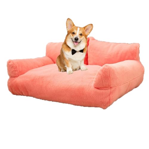 Danchen Hundebett-Sofa, weiches Haustier-Hundesofa, Couch-Betten mit erhöhten Kanten und rutschfester Unterseite, bequeme Welpenbettmatte für kleine und mittelgroße Hunde, Katzen (Rosa, 55 x 40 x 26 von Danchen