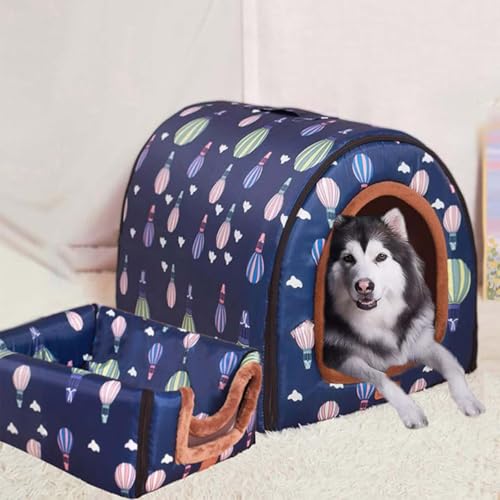 Danchen 2-in-1 extra großes Hundebett mit abnehmbarem Kissen, Angstlinderung, beruhigende Katzenhöhle, Winter, warm, waschbar, faltbar, Jumbo-Hundezelt (L für Haustiere unter 10 kg, blauer Ballon) Danchen 2-in-1 extra großes Hundebett mit abnehmbarem Kissen, Angstlinderung, beruhigende Katzenhöhle, Winter, warm, waschbar, faltbar, Jumbo-Hundezelt (L für Haustiere unter 10 kg, blauer Ballon) von Danchen