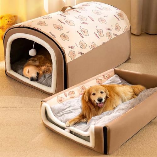 Danchen Hundehütte, 2-in-1 faltbares, großes Hundebett mit Anti-Angstzuständen, weiches, warmes Kissen, rutschfestes Iglu-Bett für Hunde, Welpen, Katzen, Kaninchen, abnehmbare, waschbare Haustierhöhle Danchen Hundehütte, 2-in-1 faltbares, großes Hundebett mit Anti-Angstzuständen, weiches, warmes Kissen, rutschfestes Iglu-Bett für Hunde, Welpen, Katzen, Kaninchen, abnehmbare, waschbare Haustierhöhle von Danchen