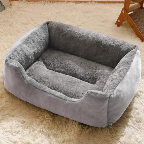 Danchen Hundesofa, Plüsch, waschbar, orthopädisch, Welpenbett, Katzen-Couch mit rutschfester Unterseite, weiches Anti-Angst-Haustier-Sofakissen für große, mittelgroße und kleine Hunde (Grau, 80 x 60 x von Danchen