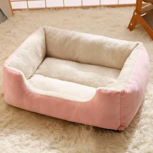 Danchen Hundesofa, Plüsch, waschbar, orthopädisch, Welpenbetten, Katzen-Couch mit rutschfester Unterseite, weiches Anti-Angst-Haustier-Sofakissen für große, mittelgroße und kleine Hunde (Rosa, 80 x 60 von Danchen