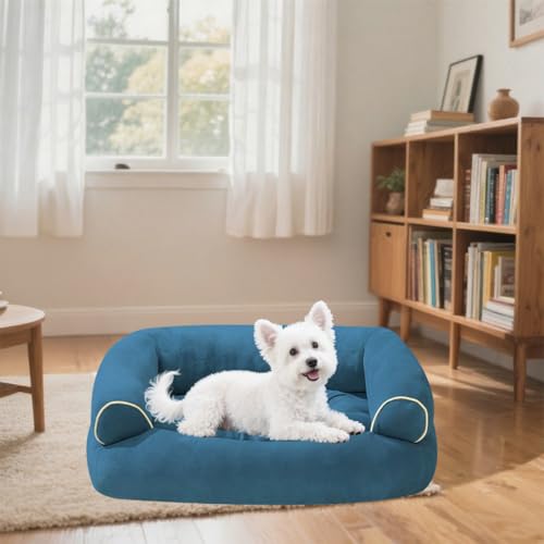 Danchen Hundesofa, atmungsaktiv, orthopädische Haustier-Couch mit rutschfester Unterseite und 3-seitiger Unterstützung, abnehmbarer Sofa-Nackenrolle für große, mittelgroße und kleine Hunde, Katzen von Danchen