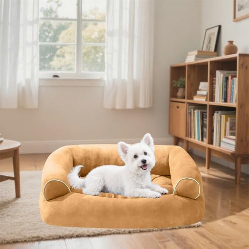 Danchen Hundesofa, atmungsaktiv, orthopädische Haustier-Couch mit rutschfester Unterseite und 3-seitiger Unterstützung, abnehmbarer Sofa-Nackenrolle für große, mittelgroße und kleine Hunde, Katzen von Danchen