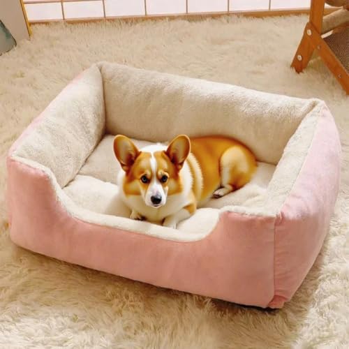 Danchen Hundesofa, orthopädisches Katzensofa mit Rückenlehne und Armlehne, atmungsaktive Haustier-Couch-Liegematte, Matratze für den Innenbereich, Wohnzimmer, kleine, mittelgroße und große Hunde (Rosa von Danchen