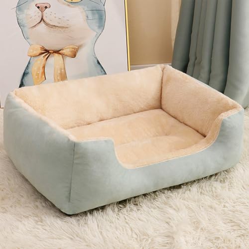 Danchen Mittelgroßes Hundesofa, Plüsch, bequemes Welpen-/Katzenbett, Couch mit Seiten, rutschfeste Unterseite, geräumiges kleines Haustier-Sofa, Matratzenkissen für große, mittelgroße Hunde (Grün, 43 von Danchen
