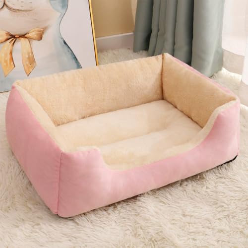 Danchen Mittelgroßes Hundesofa, Plüsch, bequemes Welpen-Katzenbett, Couch mit Seiten, rutschfeste Unterseite, geräumiges kleines Haustier-Sofa, Matratzenkissen für große, mittelgroße Hunde (Rosa, 60 x von Danchen