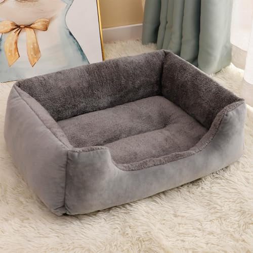 Danchen Mittelgroßes Hundesofa, Plüsch, bequemes Welpen-Katzenbett, Couch mit Seiten, rutschfeste Unterseite, geräumiges kleines Haustier-Sofa, Matratzenkissen für große, mittelgroße Hunde (Grau, 80 x von Danchen