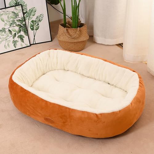Hundebett, beruhigend, waschbar, mit erhöhten Seiten und rutschfester Unterseite, atmungsaktiv, für große und mittelgroße Haustiere, Welpen, Katzen, Braun, 75 x 60 x 8 cm von Danchen