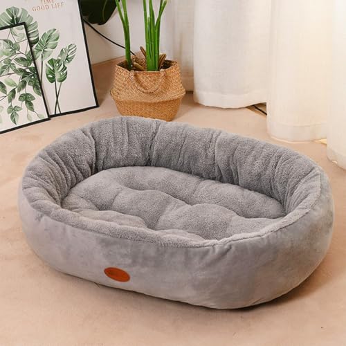 Hundebett, beruhigend, waschbar, mit erhöhten Seiten und rutschfester Unterseite, atmungsaktiv, für große und mittelgroße Haustiere, Welpen, Katzen, Grau, 90 x 66 x 10 cm von Danchen