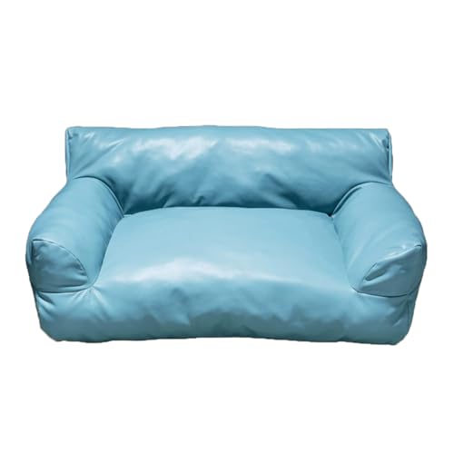 Hundebett, wasserdichtes Ledertuch, Haustiersofa, Lounge-Bett mit rutschfester Unterseite, verschleißfest, geräumig, weich, Haustier-Schlafcouch für Welpen, große, mittelgroße Hunde (Blau, 65 x 45 x von Danchen