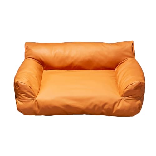 Hundebett, wasserdichtes Ledertuch, Haustiersofa, Lounge-Bett mit rutschfester Unterseite, verschleißfest, geräumig, weich, Haustier-Schlafcouch für Welpen, große, mittelgroße Hunde (Orange, 55 x 40 x von Danchen