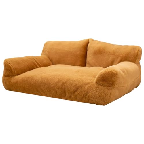Mittelgroßes Hundebett, weiches Plüsch, beruhigendes Hundesofa, Couch mit rutschfester Unterseite, bequeme Anti-Angst-Haustier-Welpenmatte für große Hunde, Katzen, Schlafzimmer, Zuhause (Braun, 55 x von Danchen