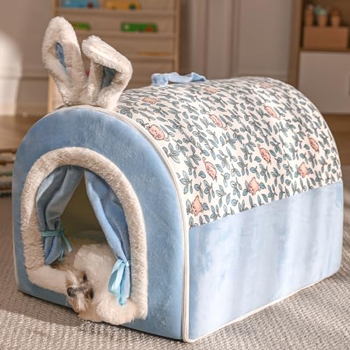 Faltbares Iglu Katze Hundehaus, Warm Weich Schlafnest 2-in-1 Hund Katze Haus Anti-Angst Welpen Kätzchen Beruhigendes Bett Abnehmbare Haustierhöhle Bett von Dancmiu