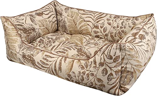 Dandy Dog Hundebett Flora Cedar - abziehbar Bezug und Füllung waschbar robuste kuschelige Leinenoptik hochwertige Qualität Made in Germany - Größe L, Beige/Braun von Dandy Dog