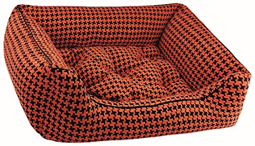 Dandy Dog Hundebett Houndstooth Orange- abziehbar Bezug und Füllung waschbar Hahnentrittmuster robuste kuschelig hochwertige Qualität Made in Germany - Size L von Dandy Dog