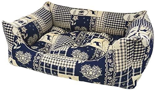 Dandy Dog Hundebett Kitzbühel Blue - abziehbar Bezug und Füllung waschbar robust kuschelig hochwertig Made in Germany - Größe L, Blau von Dandy Dog