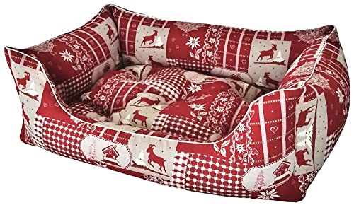 Dandy Dog Hundebett Kitzbühel Red - abziehbar Bezug und Füllung waschbar robust kuschelig hochwertig Made in Germany - Größe XL von Dandy Dog