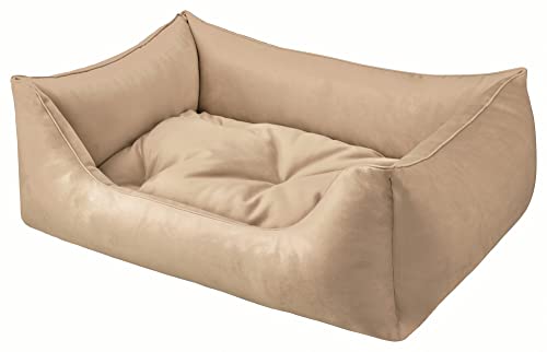 Dandy Dog Hundebett Magic Velvet Sand - abziehbar Bezug und Füllung waschbar hochwertiger Samt kuschelig robuste Qualität Made in Germany - Größe L, Beige von Dandy Dog