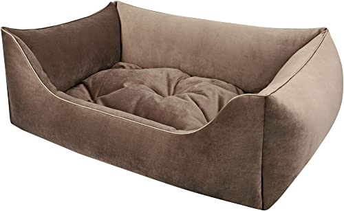 Dandy Dog Hundebett Magic Velvet Taupe - abziehbar Bezug und Füllung waschbar hochwertiger Samt kuschelig robuste Qualität Made in Germany - Größe L von Dandy Dog