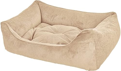 Dandy Dog Hundebett Relax Beige - abziehbar Bezug und Füllung waschbar Kuschelig robuster Samtcord hochwertige Qualität Made in Germany - Größe L von Dandy Dog