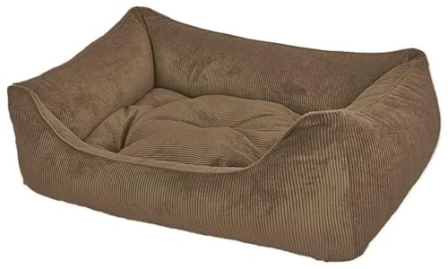 Dandy Dog Hundebett Relax Taupe - abziehbar Bezug und Füllung waschbar Kuschelig robuster Samtcord hochwertige Qualität Made in Germany - Größe M von Dandy Dog