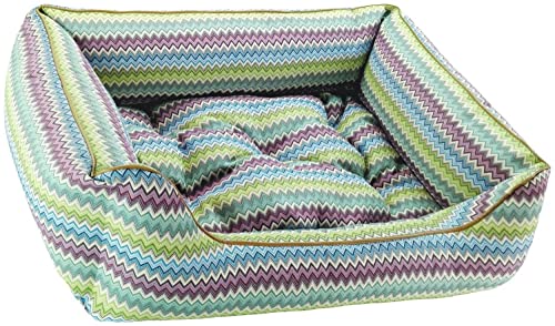 Dandy Dog Hundebett Zik Zak No. 1 - abziehbar Bezug und Füllung waschbar schwere kuschelige hochwertige Qualität Made in Germany - Größe XL, Blau/Multicolor von Dandy Dog