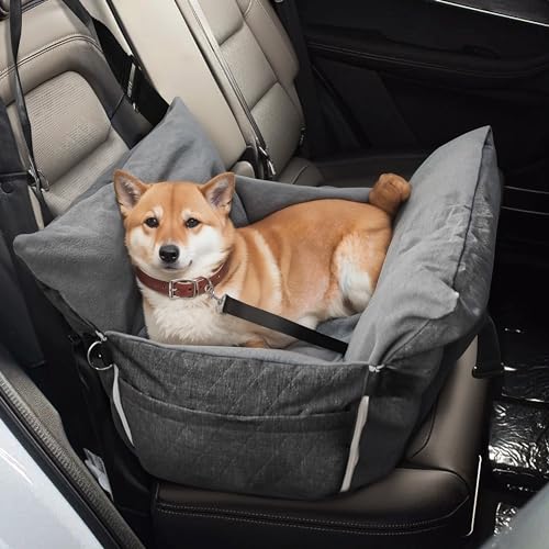 Daneey Hundeautositz für mittelgroße Hunde, Hundeerhöhungssitz für Auto, vollständig abnehmbares waschbares Hundeautobett für Autoreisen, rutschfester Sicherheits-Haustier-Autositz mit von Daneey