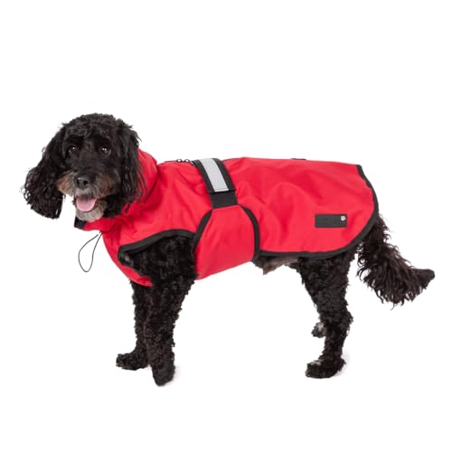 Danish Design 3-in-1-Hundemantel, 41 cm, für jedes Wetter, mit Fleece gefüttert, reflektierender Regenmantel für Hunde, Rot Danish Design 3-in-1-Hundemantel, 41 cm, für jedes Wetter, mit Fleece gefüttert, reflektierender Regenmantel für Hunde, Rot von Danish Design
