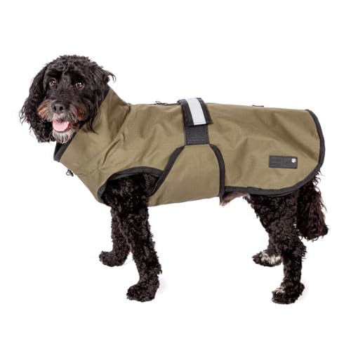 Danish Design 3-in-1-Hundemantel, 57 cm, für jedes Wetter, mit Fleece gefüttert, reflektierender Regenmantel für Hunde, Olivgrün Danish Design 3-in-1-Hundemantel, 57 cm, für jedes Wetter, mit Fleece gefüttert, reflektierender Regenmantel für Hunde, Olivgrün von Danish Design