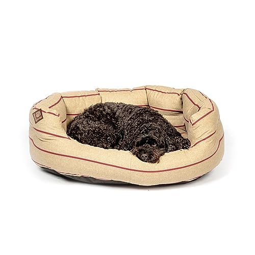 Danish Design Heritage Haustierbett, Fischgrätenmuster, Beige und Burgunderrot, gestreift, weiches Polyester, maschinenwaschbar, gesteppt, 61 cm Danish Design Heritage Haustierbett, Fischgrätenmuster, Beige und Burgunderrot, gestreift, weiches Polyester, maschinenwaschbar, gesteppt, 61 cm von Danish Design