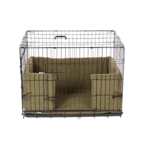 Danish Design Hundekäfig-Stoßstange – Sherpa-Fleece, Ecoflex recycelte Füllung – Oliv – Medium von Danish Design