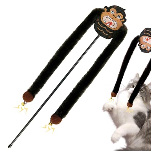 Dankek Katzen-Teaser-Stick, Katzen-Teaser-Zauberstab, Orang-Utan Spielzeug für Katzen, Katzenspielzeug mit Glocken, interaktives Teaser-Spielzeug, Katzenstockspielzeug für Hauskatzen zum Trainieren von Dankek