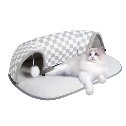 Indoor-Katzentunnel, interaktiver Katzentunnel - Interaktives Tunnelbett für Katzen, abnehmbar,Integrierter Übungstunnel aus Rasselpapier für Haustiere, um Langeweile im Schlafzimmer, im Innenhof und von Dankek