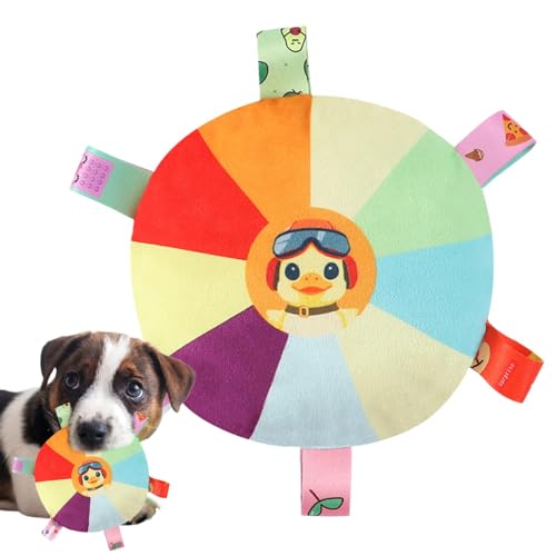 Plüsch-Hundespielzeug für mittelgroße Hunde, Quietschendes Plüsch-Hundespielzeug | Haustier-Hunde-Plüsch-Zahnreinigungsspielzeug - Quietschendes Kauspielzeug für Hunde, scheibenförmiges Plüsch-Hundesp von Dankek