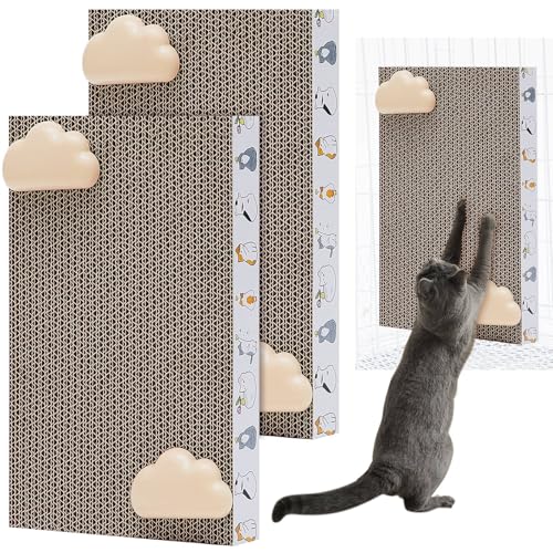 Dansydaisy 2 Pack Katzenkratzbrett Katzenkratzbaum für Käfig 30 x 20 cm Wandmontierte Kratzmatte für den Innenbereich mit Wolkenförmigen Haltern Doppelseitige Benutzerfreundlichkeit von Dansydaisy