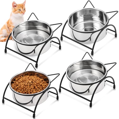 Dansydaisy Erhöhte Katzennäpfe aus Edelstahl, 11,9 cm, geneigt, 15° erhöhter Katzen-Wassernapf mit Metallständer, reduziert Nackenbelastung für Katzen, drinnen und draußen, 4 Stück Dansydaisy Erhöhte Katzennäpfe aus Edelstahl, 11,9 cm, geneigt, 15° erhöhter Katzen-Wassernapf mit Metallständer, reduziert Nackenbelastung für Katzen, drinnen und draußen, 4 Stück von Dansydaisy