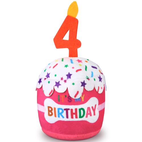 Dansydaisy Hundespielzeug zum 4. Geburtstag, Zubehör für Mädchen und Jungen, quietschendes Plüschspielzeug für Hunde, Geburtstagsparty, Dekoration, Gastgeschenk für große, mittelgroße und kleine Hunde Dansydaisy Hundespielzeug zum 4. Geburtstag, Zubehör für Mädchen und Jungen, quietschendes Plüschspielzeug für Hunde, Geburtstagsparty, Dekoration, Gastgeschenk für große, mittelgroße und kleine Hunde von Dansydaisy