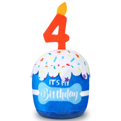 Dansydaisy Hundespielzeug zum 4. Geburtstag, Zubehör für Mädchen und Jungen, quietschendes Plüschspielzeug für Hunde, Geburtstagsparty, Dekoration, Gastgeschenk für große, mittelgroße und kleine Hunde Dansydaisy Hundespielzeug zum 4. Geburtstag, Zubehör für Mädchen und Jungen, quietschendes Plüschspielzeug für Hunde, Geburtstagsparty, Dekoration, Gastgeschenk für große, mittelgroße und kleine Hunde von Dansydaisy