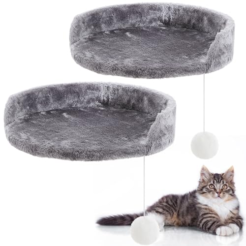Dansydaisy Kratzbaum, halbe Kanten, 34 cm, Ersatzteile, Katzenbaum, Turm, Zubehör mit elastischen Schnüren, Pompom-Spielzeug für Plattform-Sitzstange, Regale, Grau, 2 Stück von Dansydaisy