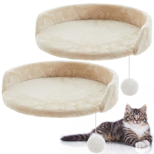 Dansydaisy Kratzbaum, halbrand, Katzenbaum, Zubehör mit elastischen Schnüren, Pompom-Spielzeug für Plattform-Sitzstangen (cremeweiß), 34 cm, 2 Stück von Dansydaisy