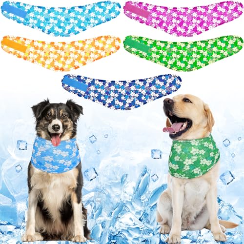 Dansydaisy Kühlhalstücher für Hunde, sofort kühlend, atmungsaktiv, Eisschal, Halsband für kleine bis große Hunde, Jagd, Training, Wandern, Camping, Zubehör für den Sommer, Größe M, 5 Stück von Dansydaisy