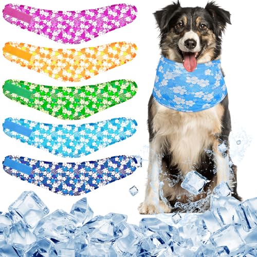 Dansydaisy Kühlhalstücher für Hunde, sofort kühlend, atmungsaktiv, Eisschal, Haustierhalsband für kleine bis große Hunde, Jagd, Training, Wandern, Camping, Zubehör für den Sommer, 5 Stück (XL) von Dansydaisy