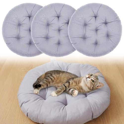 Dansydaisy Weiches Katzen-Knetkissen, Bett für Katze, Hund, Haustierhaus, Sitzstange, Regal, Polsterung, rund, Grau, 3 Stück von Dansydaisy
