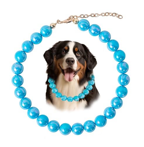 Daovace Perlenhalsband, handgefertigt, ausgefallenes Hundehalsband mit Glöckchen, Halskette, Schmuck für kleine Hunde, Welpen (40,6 cm + 7,6 cm, Cremeblau Daovace Perlenhalsband, handgefertigt, ausgefallenes Hundehalsband mit Glöckchen, Halskette, Schmuck für kleine Hunde, Welpen (40,6 cm + 7,6 cm, Cremeblau von Daovace
