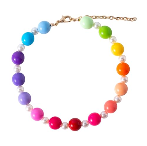 Daovace Perlenhalsband, handgefertigt, ausgefallenes Hundehalsband mit Glöckchen, Halskette, Schmuck für kleine Hunde, Welpen (61 cm + 7,6 cm, bunte Perle Daovace Perlenhalsband, handgefertigt, ausgefallenes Hundehalsband mit Glöckchen, Halskette, Schmuck für kleine Hunde, Welpen (61 cm + 7,6 cm, bunte Perle von Daovace