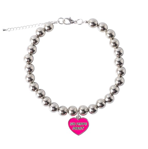 Hundehalsband mit Perlen, elegant, oval, Kristall-Strass-Halskette, Haustierschmuck für Katzen, kleine Hunde, Welpen, Yorkie, Chihuahua, Katze, Hochzeitshalsband (Welpenherz, klein) von Daovace