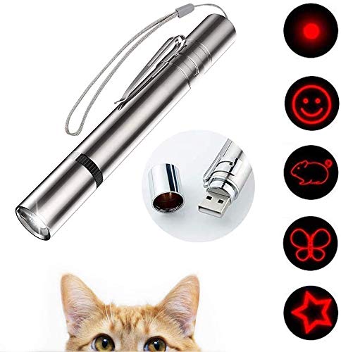 VOVIGGOL LED Pointer für Katzen Spielzeug, 7 in 1 und 5 Muster USB Wiederaufladbar Interaktives Spielzeug für Katzen Light Licht Spielzeug für Haustiere Hund Kätzchen Trainingsgerät von VOVIGGOL