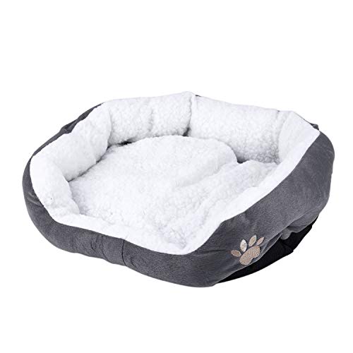 Darmlly 50 X 40 cm Lammfell Hund Pfote Muster Pet Nest Warm Waschbar Bett Schlafen Fleece Korb mit Kissen für Welpen Hund Katze Farbe von Darmlly