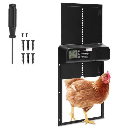 Daromigo Automatische Hühnerklappe, Aluminum Elektrische Hühnerklappe Batterie mit Wasserdicht Display, Timer, Manuelle, Anti-Pinch Türöffner, Hühnertür hühnerstall tür für Sichere Hühneraufzucht Daromigo Automatische Hühnerklappe, Aluminum Elektrische Hühnerklappe Batterie mit Wasserdicht Display, Timer, Manuelle, Anti-Pinch Türöffner, Hühnertür hühnerstall tür für Sichere Hühneraufzucht von Daromigo